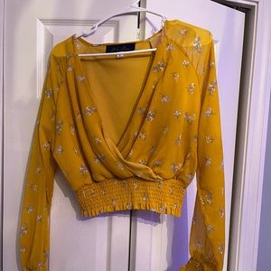 Long sleeve cropped dress shirt